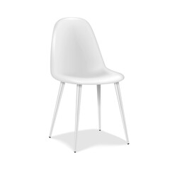 White four legged chair with backrest. 3d mockup. 4 leg base chair. Realistic vector mock-up
