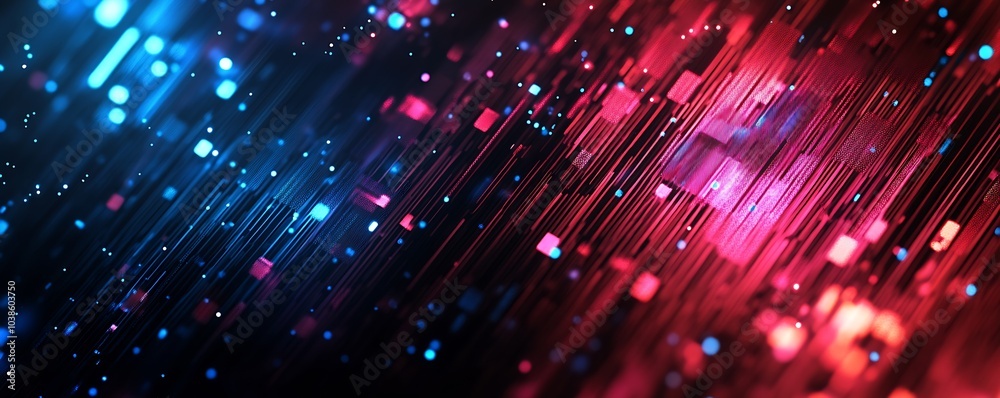 Poster abstract digital light streaks with vibrant blue and red gradient effects for modern designs : gener