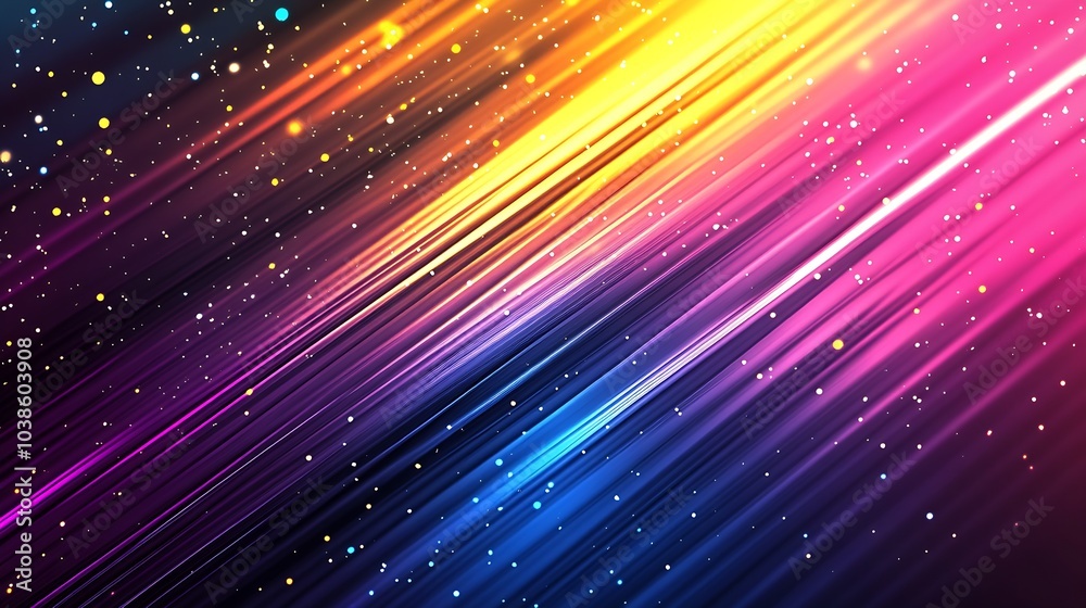 Aufkleber vibrant abstract digital art with bright multicolored diagonal light streaks : generative ai