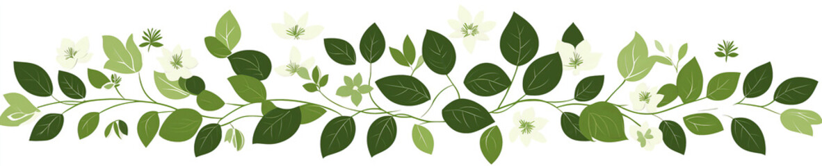 Naklejka premium This design features an intricate green leaf pattern, showcasing various leaves intertwined, perfect for creative projects focused on nature or freshness