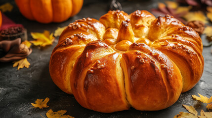 Pumpkin shaped bread