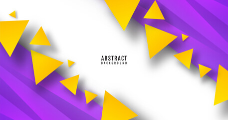 3D yellow purple abstract background overlap layer on bright space with cutout shape effect decoration. Modern graphic design element triangles style concept for banner, flyer, card, or brochure cover