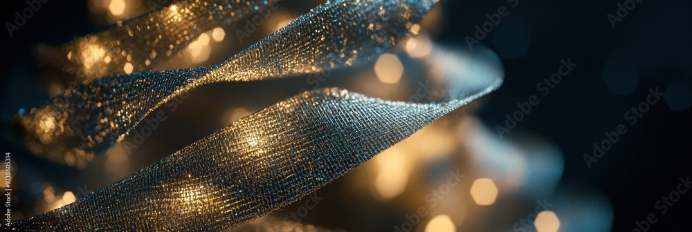 Aufkleber the design features shimmering golden and silver lines forming a christmas tree silhouette, evoking 