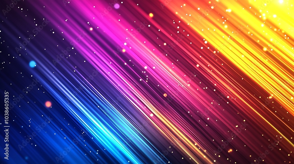 Leinwandbilder Colorful Abstract Artwork Featuring Diagonal Streaks with Sparkling Bokeh : Generative AI