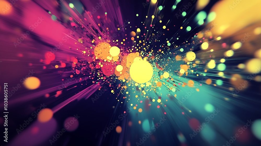 Aufkleber vibrant abstract energy burst with colorful light particles and motion effects : generative ai