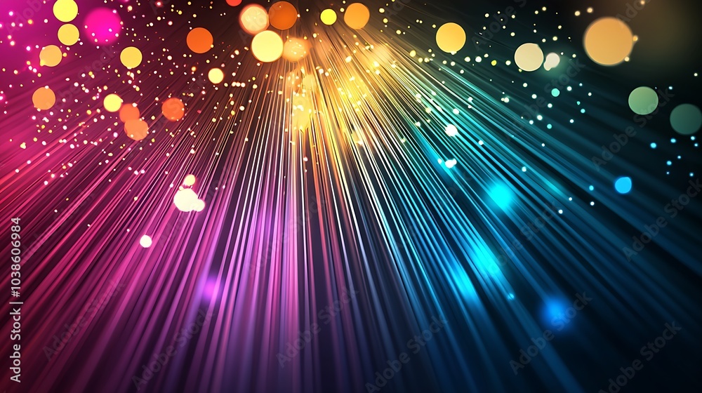 Leinwandbilder Radiant Colorful Abstract Light Streaks with Vibrant Bokeh Effect Background : Generative AI