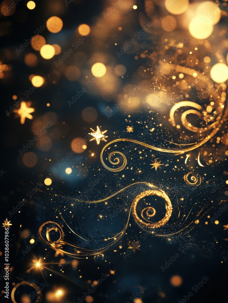 Aufkleber spirals and stars shimmer against a dark background, creating an enchanting display of light and sha