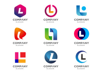 Abstract letter L logo icon set. Abstract logos collection. Geometrical abstract logos. Icon design. Logo Design for business of modern luxury, elegant, simple.