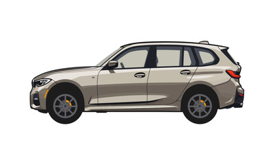 A modern beige station wagon shown from the side, with a sleek and spacious design. Perfect for family trips and urban travel, it combines practicality with style.