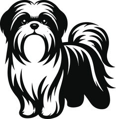 Obraz premium Shih Tzu poses a Charming vector silhouette Dog Design