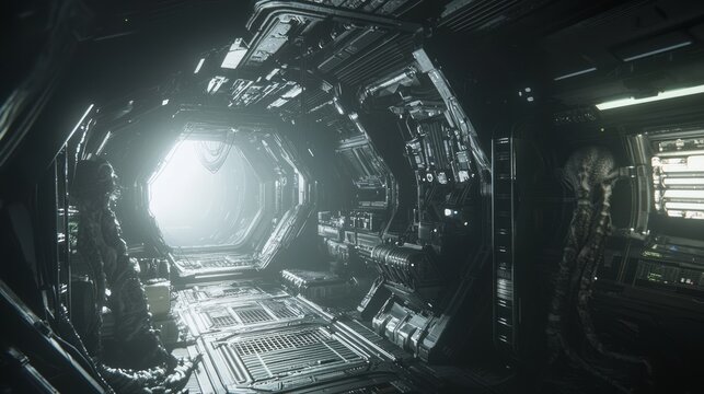 Futuristic Alien Research Facility on Spaceship - Ultra-Detailed Sci-Fi Illustration