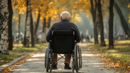 An elderly man in a wheelchair