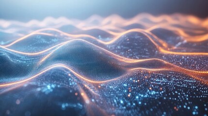 A complex network of digital twins connected through seamless data streams showcasing the power of technology innovation and the integrated digital ecosystem of the future. Ample copy space available