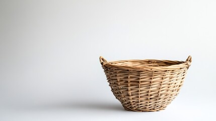 A stylish, empty rattan basket is shown against a plain white background. This basket would be perfect for showcasing gifts or products.