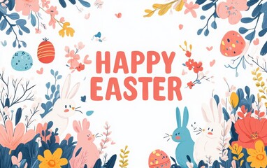 Naklejka premium Whimsical Easter-themed poster with the phrase 