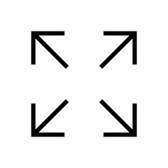 full screen maximize big display line icon vector sign symbol, Expand and Resize Icon - Full Screen Adjustment App UI Element