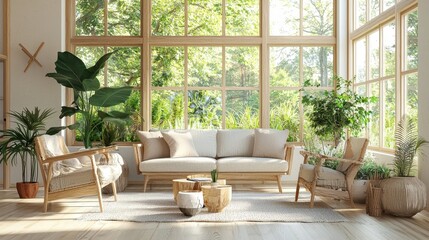 Obraz premium Minimalist Scandinavian Living Room with Natural Light