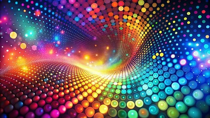 Fototapeta premium A vibrant symphony of colors and light, a hypnotic pattern of shimmering spheres, an abstract expression of kinetic energy.