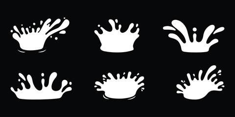Realistic milk splashes or wave with drops and splatters. Liquid swirls and drips in shape of crown, liquid flow streams. Vector illustration.