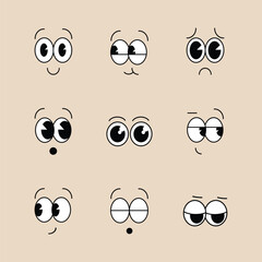 Set of cartoon eyes looking in all directions
