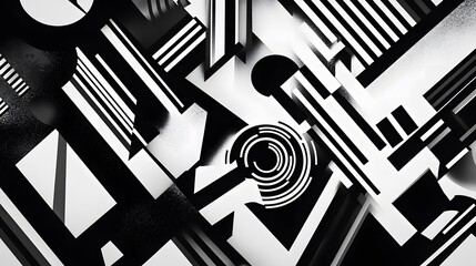Abstract Black and White Geometric Art