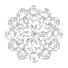Intricate Mandala Pattern Design Symmetrical Line Art for Decoration Coloring