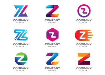 Abstract letter Z logo icon set. Abstract logos collection. Geometrical abstract logos. Icon design. Logo Design for business of modern luxury, elegant, simple.