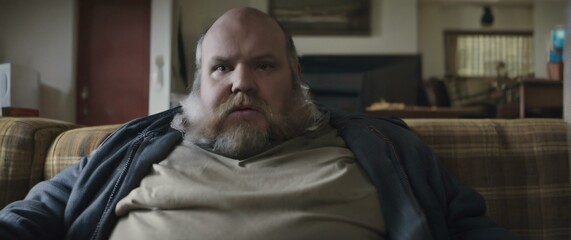 Fototapeta premium man with a beard sitting on a couch