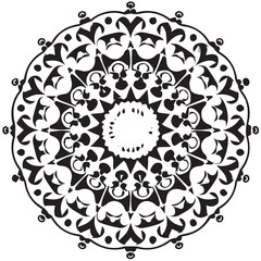 Intricate Mandala Pattern Design Symmetrical Line Art for Decoration Coloring