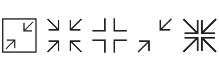 icon set of exit full screen minimize small display line icons vector sign symbol collection