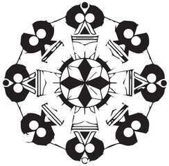 Intricate Mandala Pattern Design Symmetrical Line Art for Decoration Coloring