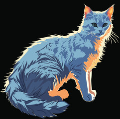 light blue cat sketch isolated on black
