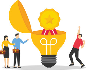 Business people check quality. Quality Control to check quality and giving certified or approval, process to assure excellence product and service delivery, guarantee. Flat vector illustration

