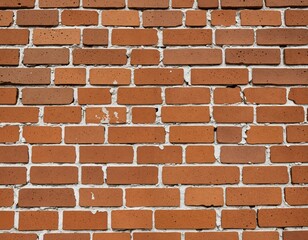 A close-up image of a red brick wall with a grid-like pattern, showing signs of wear and age, is...