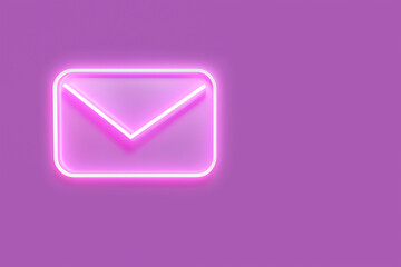 White 3D mail icon on purple background