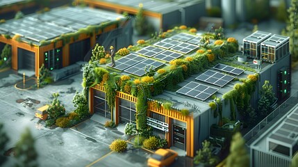 Green Cityscape with Solar Panels