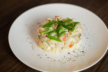 salad with vegetables and fish