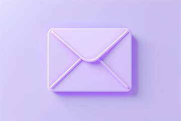 White 3D mail icon on purple background
