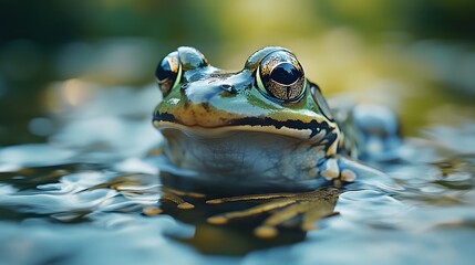 Green Frog in Water