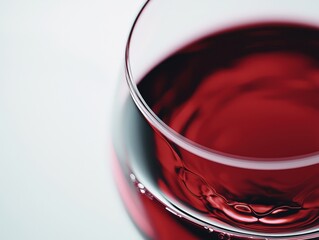 Close up of Red Wine in Glass Isolated White Background