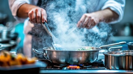 Culinary Creation in a Steamy Kitchen Scene
