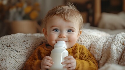 Adorable Baby Drinking Milk