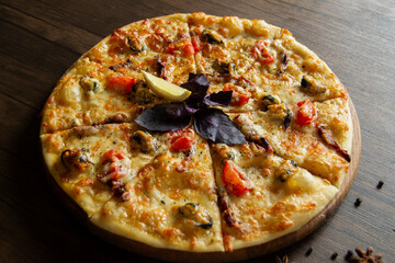 pizza on a table