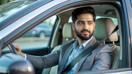 Indian man driving a car