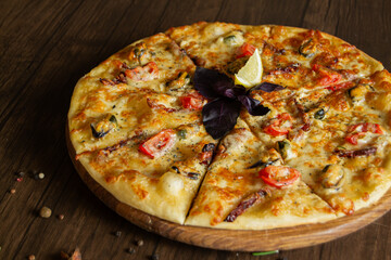 pizza with salami and cheese