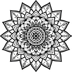 Set of hand drawing zentangle mandala elements. Circular pattern in the form of a mandala. Henna tatoo mandala. Mehndi style. Decorative pattern in oriental style. Coloring book page.