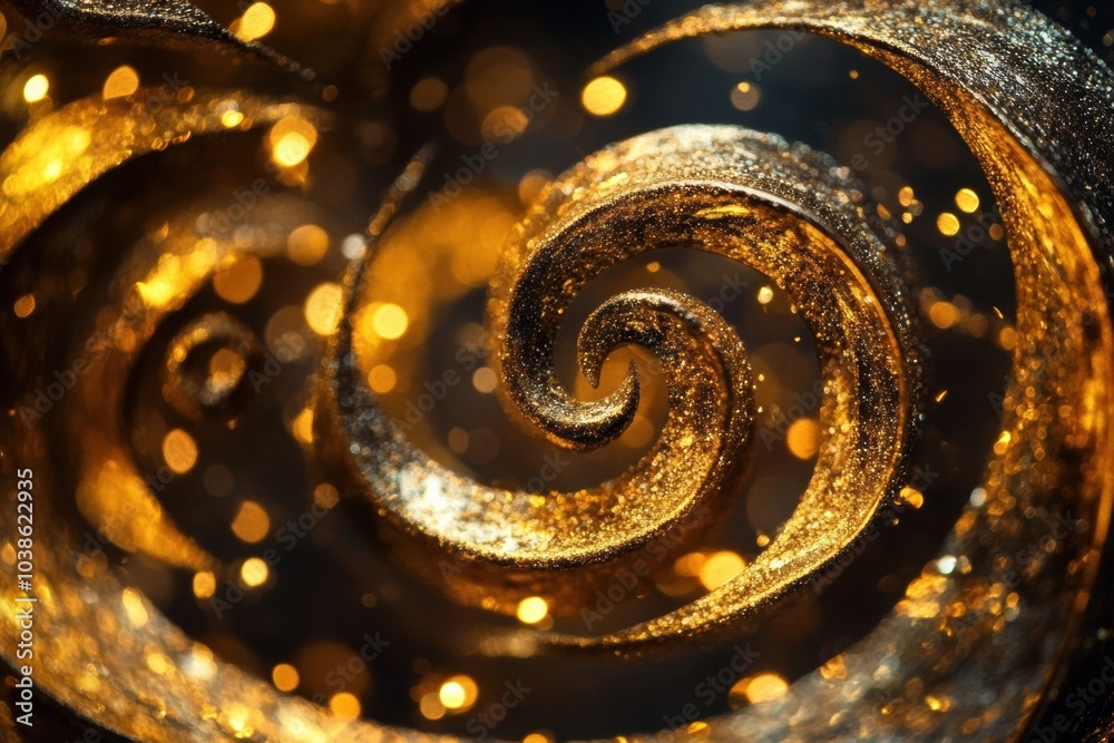 Aufkleber Swirling golden patterns and sparkling stars weave together, creating an enchanting atmosphere perfect for the festive season. Generative AI