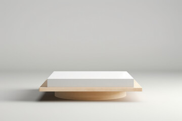 a white platform with a light on top. pedestal for product showcase