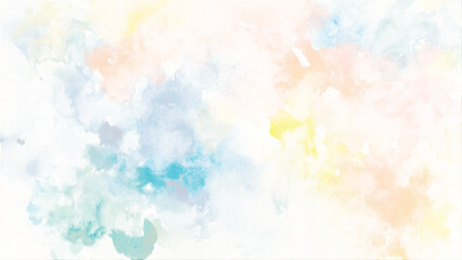 Natural shiny and soft light watercolor blurry cloudy blue sky wallpaper texture. Pastel watercolor background for creative design projects. Watercolor painted background.