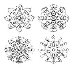 Intricate Mandala Pattern Design Symmetrical Line Art for Decoration Coloring